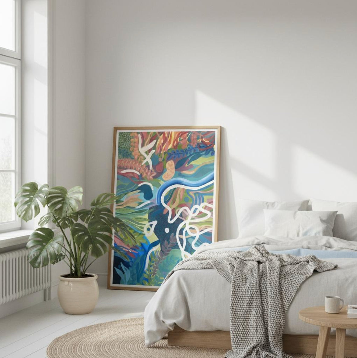 Eye of the Jungle – tropical abstract art print with bold shapes and lush tones, modern wall art by Not So Fine Art