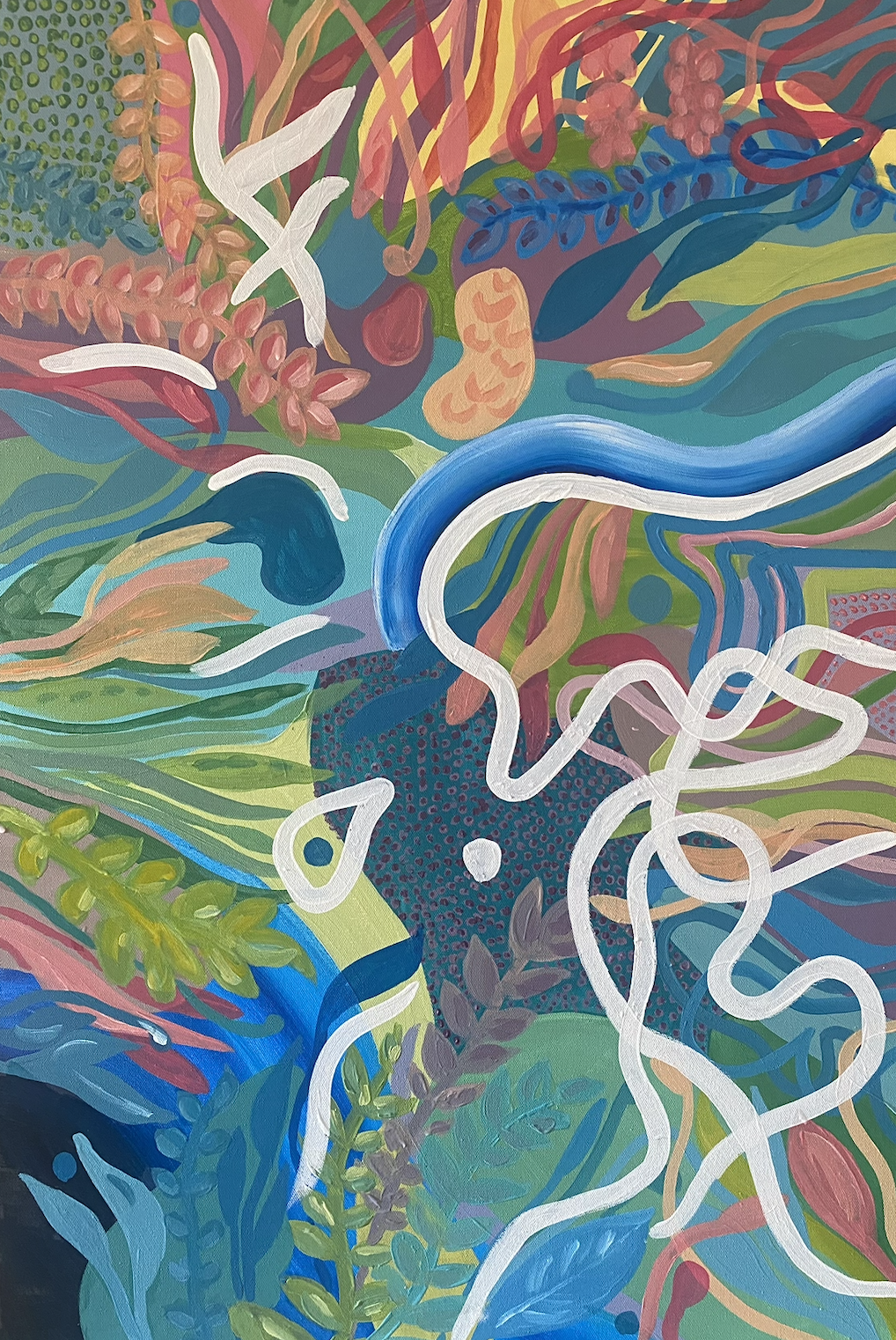 Eye of the Jungle – detail showing layered texture and rich color on abstract art print